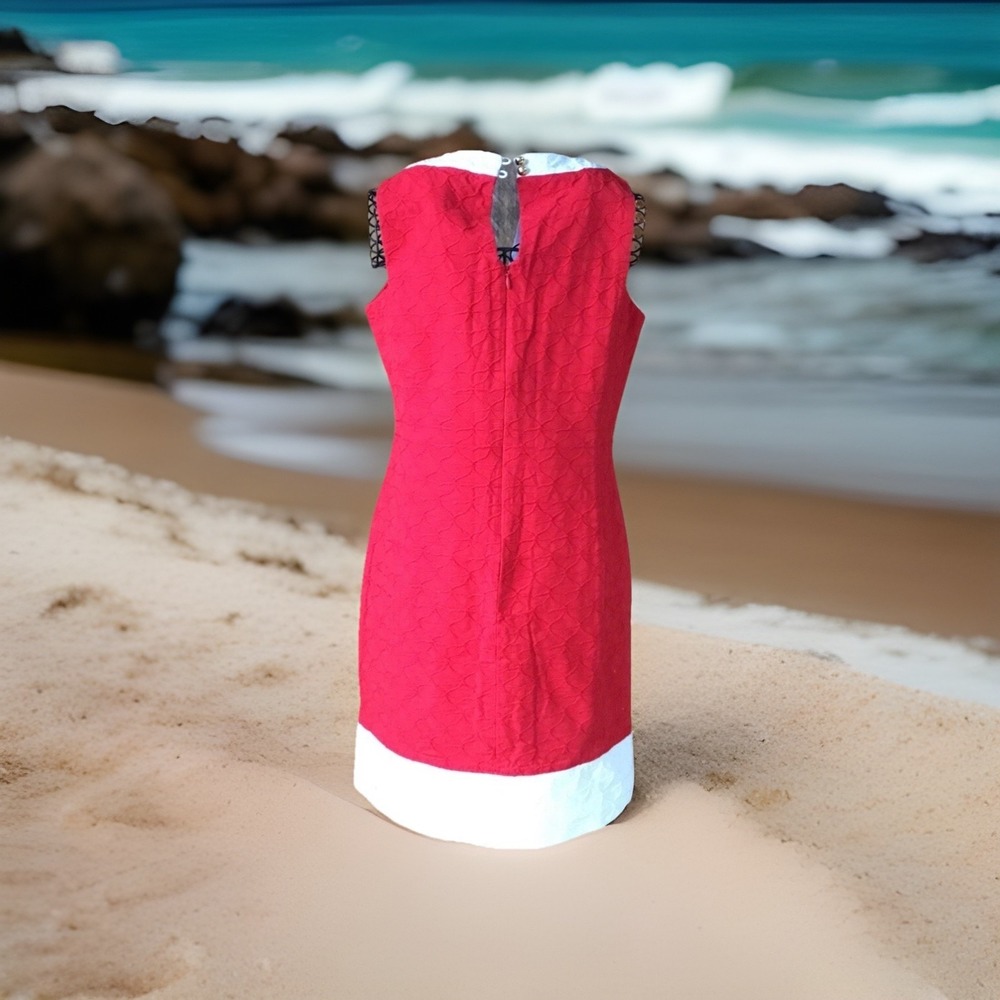 Vineyard Vines Red White Shift Dress Size 8 Textured Sleeveless Preppy - Picture 11 of 13